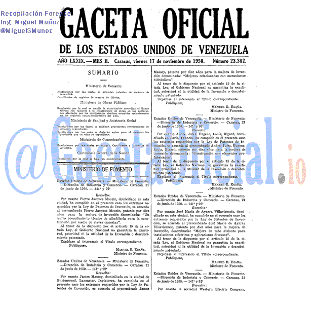 Gaceta Oficial 23382 del 17 Noviembre 1950