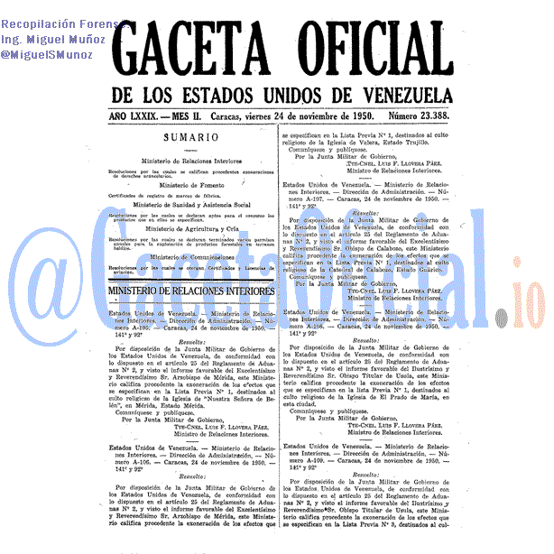 Gaceta Oficial 23388 del 24 Noviembre 1950