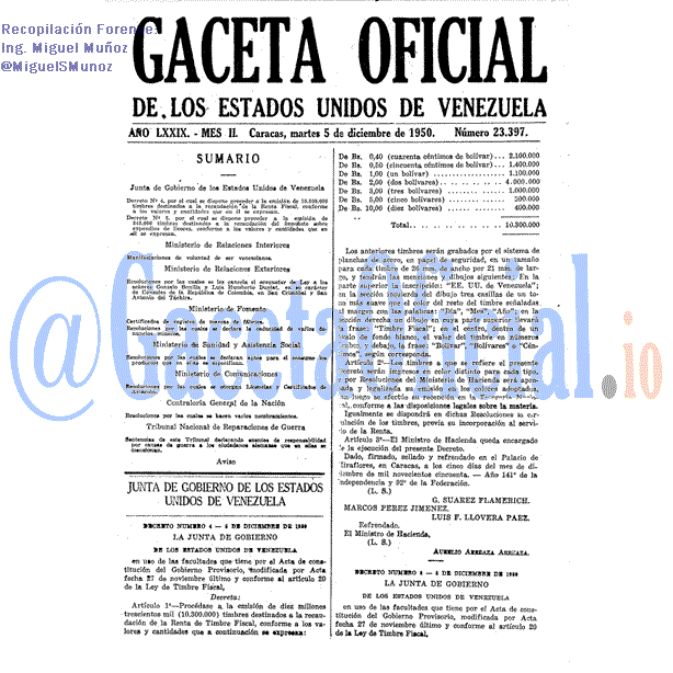 Gaceta Oficial 23397 del 5 Diciembre 1950