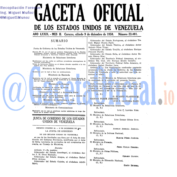 Gaceta Oficial 23401 del 9 Diciembre 1950