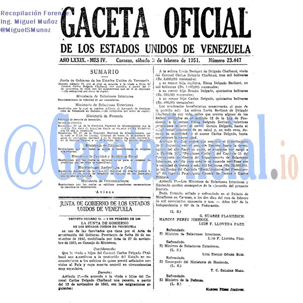 Gaceta Oficial 23447 del 3 Febrero 1951