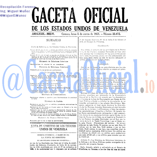 Gaceta Oficial 23472 del 5 Marzo 1951