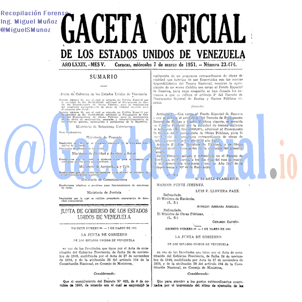 Gaceta Oficial 23474 del 7 Marzo 1951