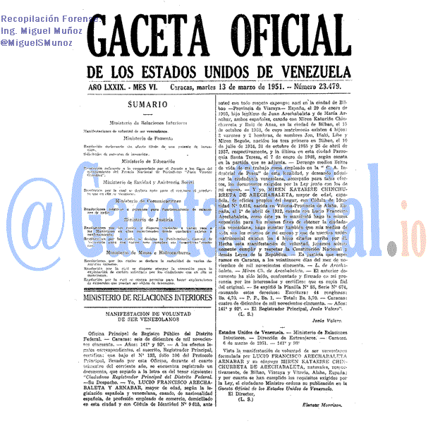 Gaceta Oficial 23479 del 13 Marzo 1951