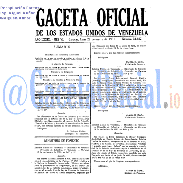 Gaceta Oficial 23487 del 26 Marzo 1951