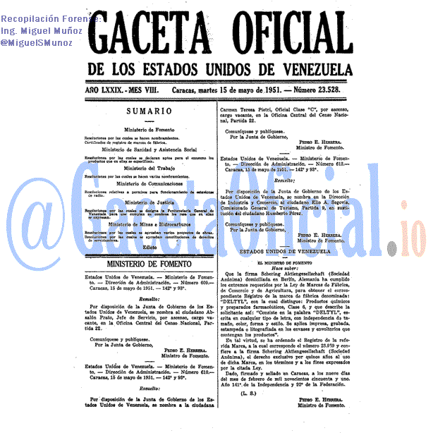 Gaceta Oficial 23528 del 15 Mayo 1951