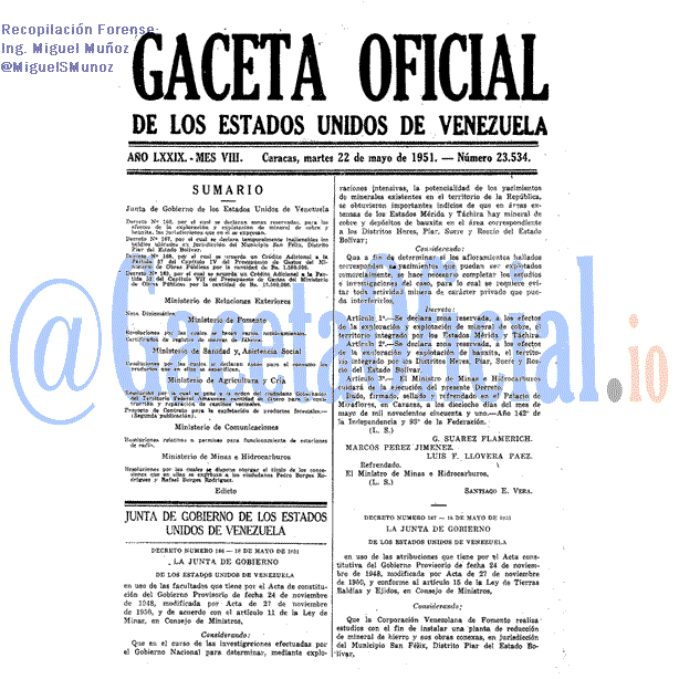 Gaceta Oficial 23534 del 22 Mayo 1951