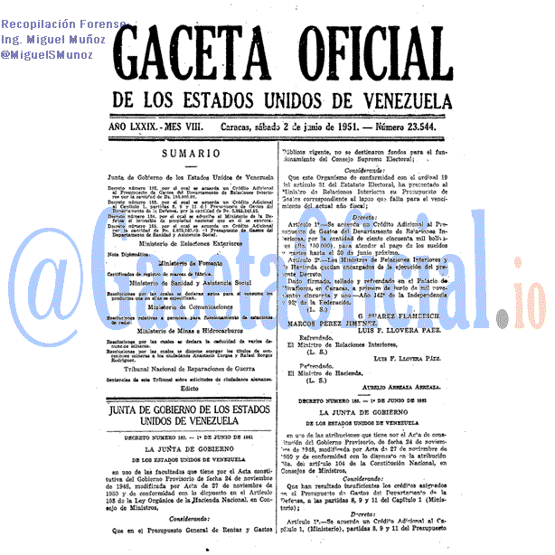 Gaceta Oficial 23544 del 2 Junio 1951