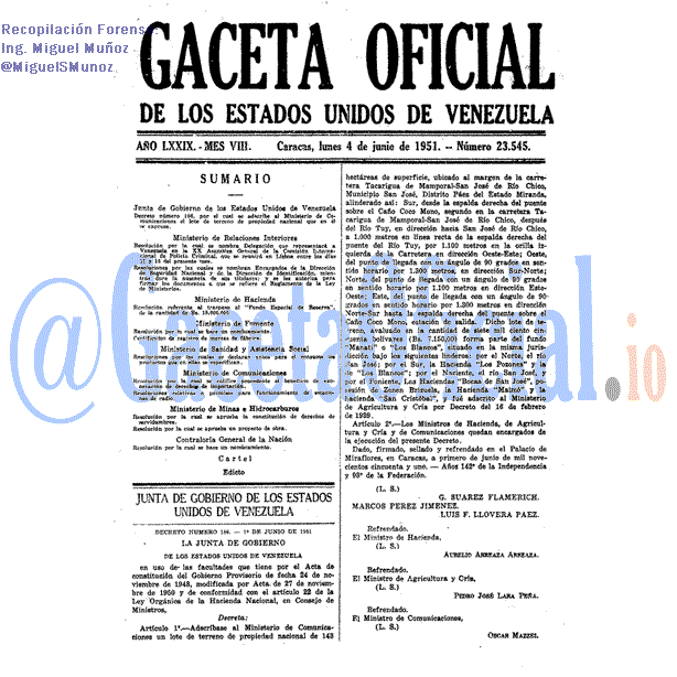 Gaceta Oficial 23545 del 4 Junio 1951