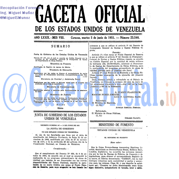 Gaceta Oficial 23546 del 5 Junio 1951
