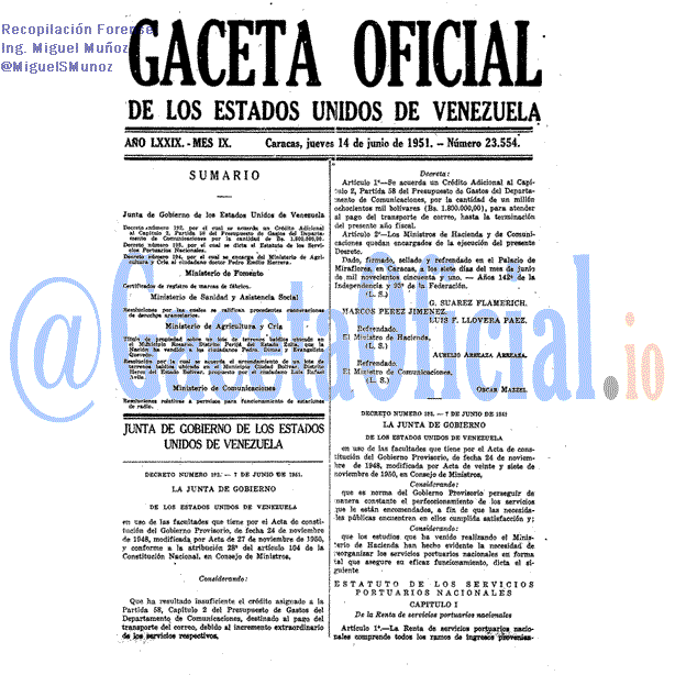 Gaceta Oficial 23554 del 14 Junio 1951