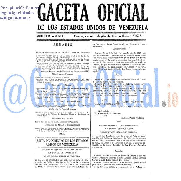 Gaceta Oficial 23572 del 6 Julio 1951