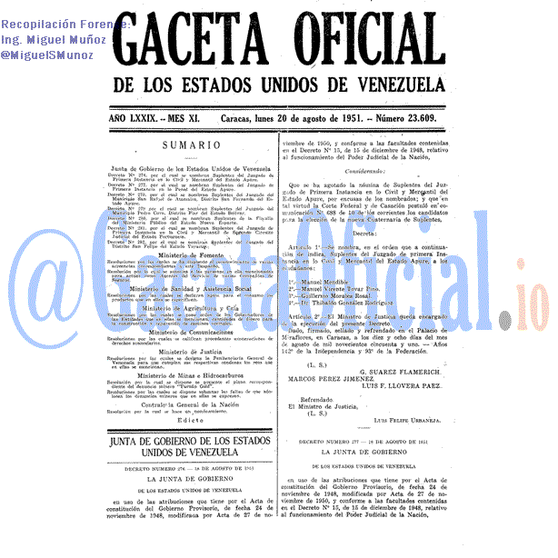 Gaceta Oficial 23609 del 20 Agosto 1951