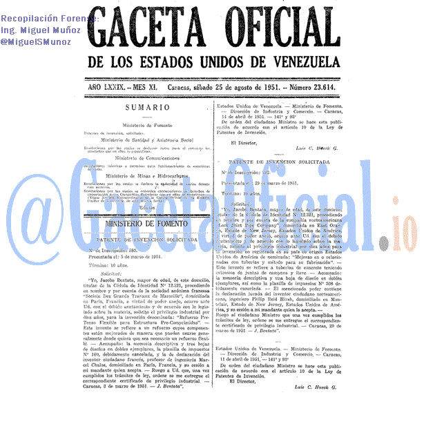 Gaceta Oficial 23614 del 25 Agosto 1951