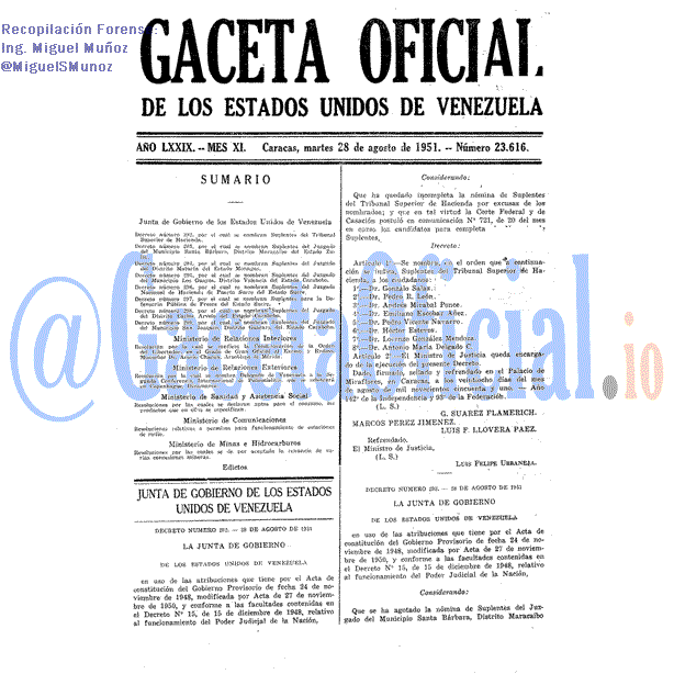 Gaceta Oficial 23616 del 28 Agosto 1951