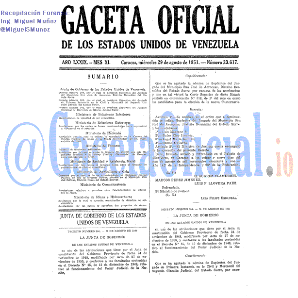 Gaceta Oficial 23617 del 29 Agosto 1951