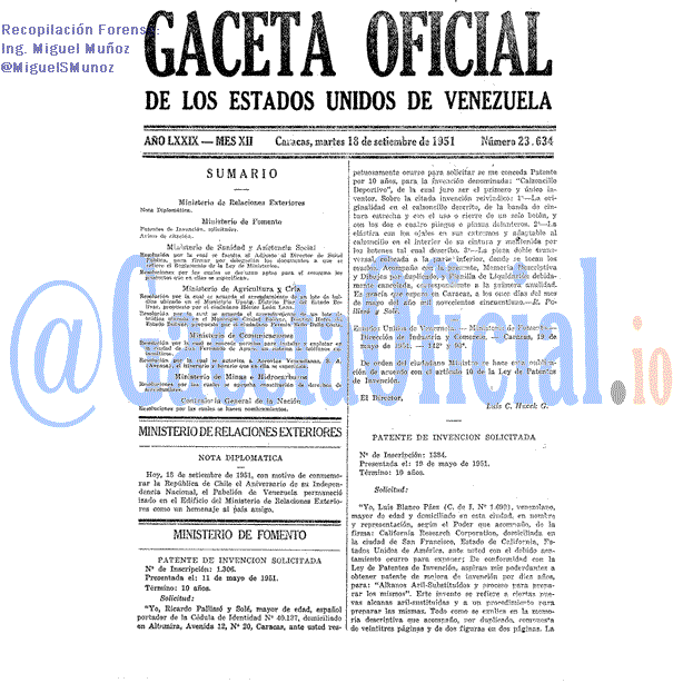Gaceta Oficial 23634 del 18 Septiembre 1951