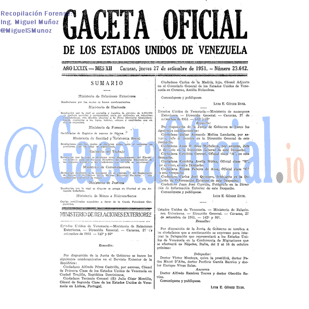 Gaceta Oficial 23642 del 27 Septiembre 1951