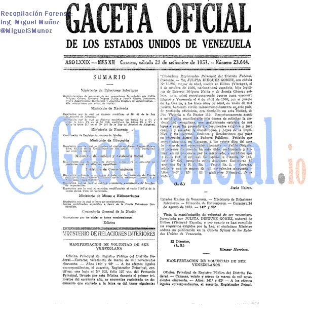 Gaceta Oficial 23644 del 29 Septiembre 1951