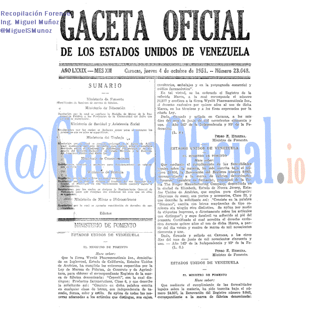 Gaceta Oficial 23648 del 4 Octubre 1951