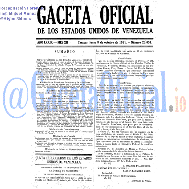 Gaceta Oficial 23651 del 8 Octubre 1951