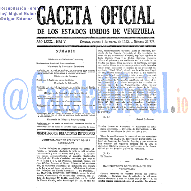 Gaceta Oficial 23775 del 4 Marzo 1952