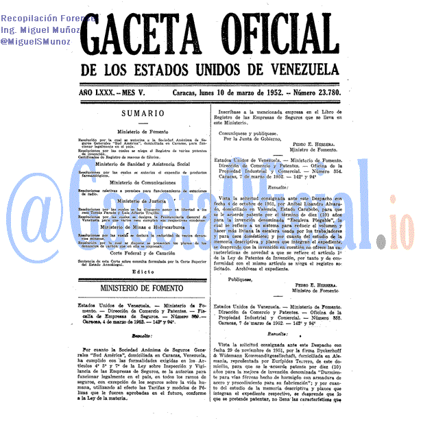 Gaceta Oficial 23780 del 10 Marzo 1952