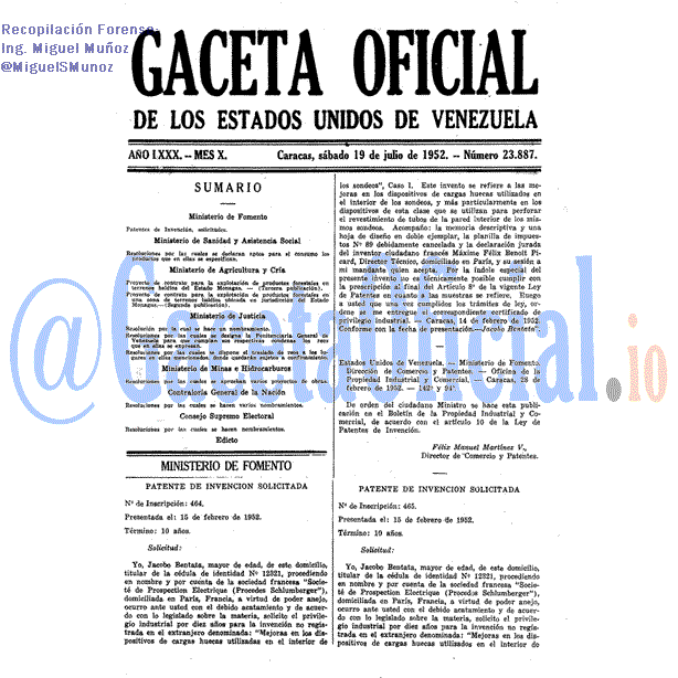 Gaceta Oficial 23887 del 19 Julio 1952