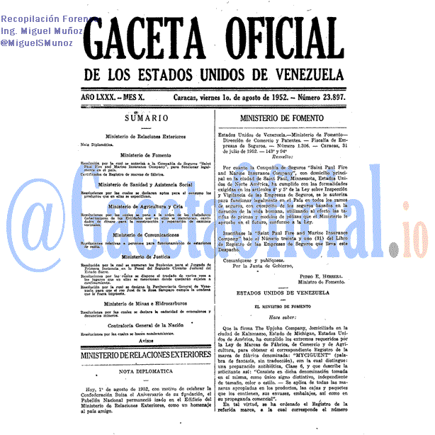Gaceta Oficial 23897 del 1 Agosto 1952