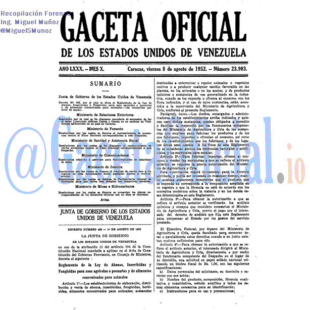 Gaceta Oficial 23903 del 8 Agosto 1952