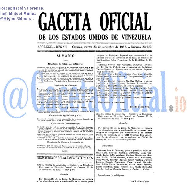 Gaceta Oficial 23942 del 23 Septiembre 1952