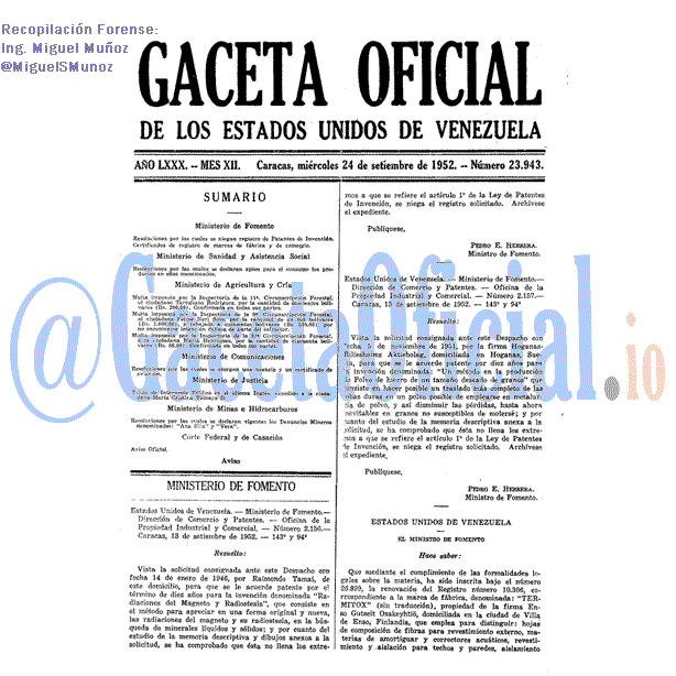 Gaceta Oficial 23943 del 24 Septiembre 1952
