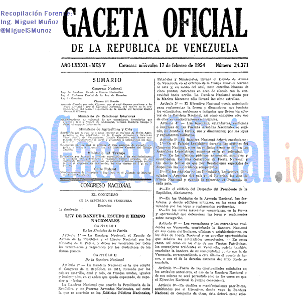 Gaceta Oficial 24371 del 17 Febrero 1954