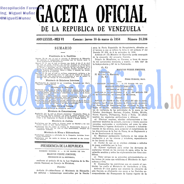 Gaceta Oficial 24396 del 18 Marzo 1954