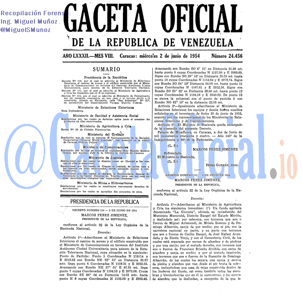 Gaceta Oficial 24456 del 2 Junio 1954