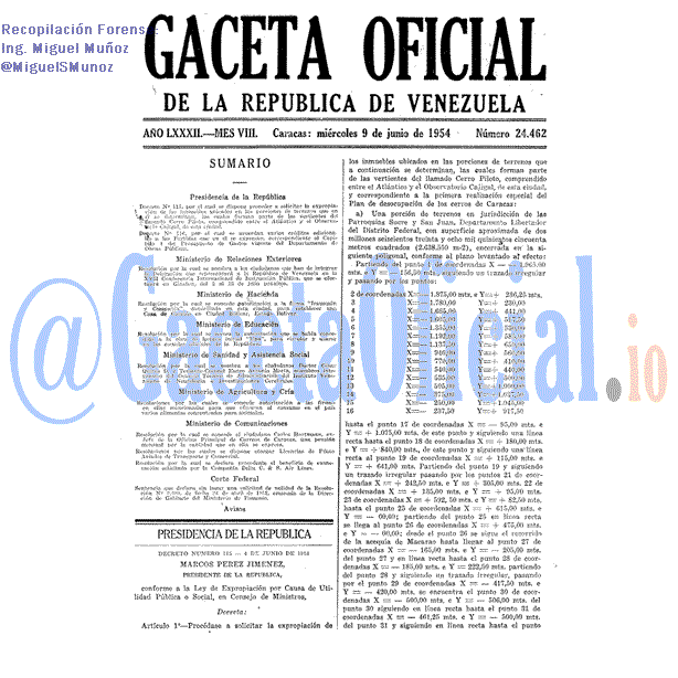 Gaceta Oficial 24462 del 9 Junio 1954