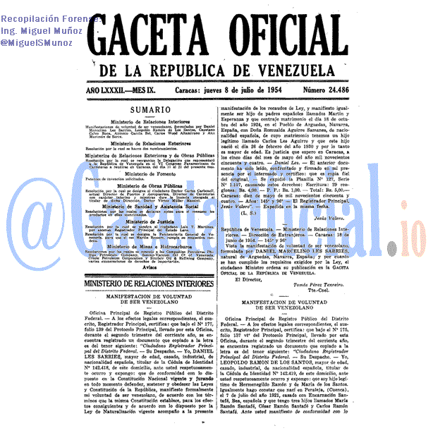 Gaceta Oficial 24486 del 8 Julio 1954