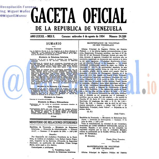 Gaceta Oficial 24508 del 4 Agosto 1954