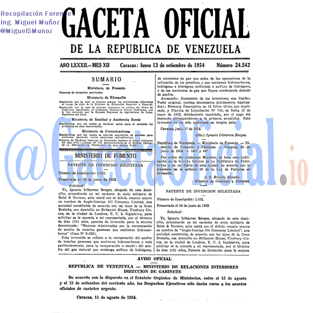 Gaceta Oficial 24542 del 13 Septiembre 1954