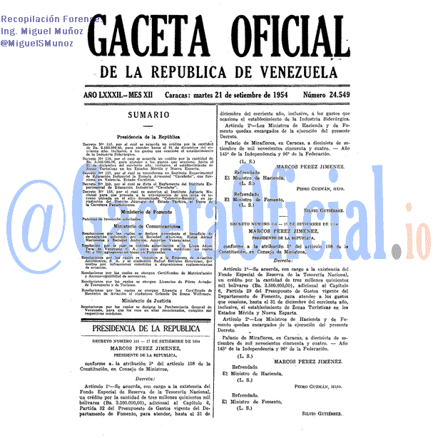 Gaceta Oficial 24549 del 21 Septiembre 1954