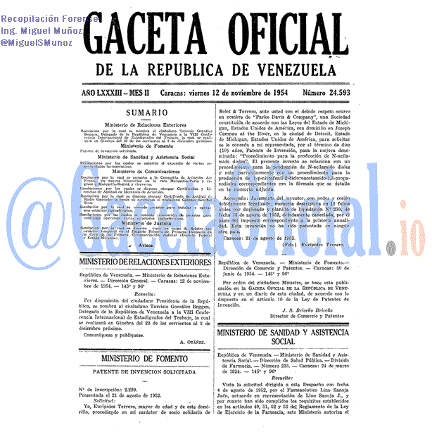 Gaceta Oficial 24593 del 12 Noviembre 1954