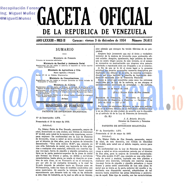 Gaceta Oficial 24611 del 3 Diciembre 1954