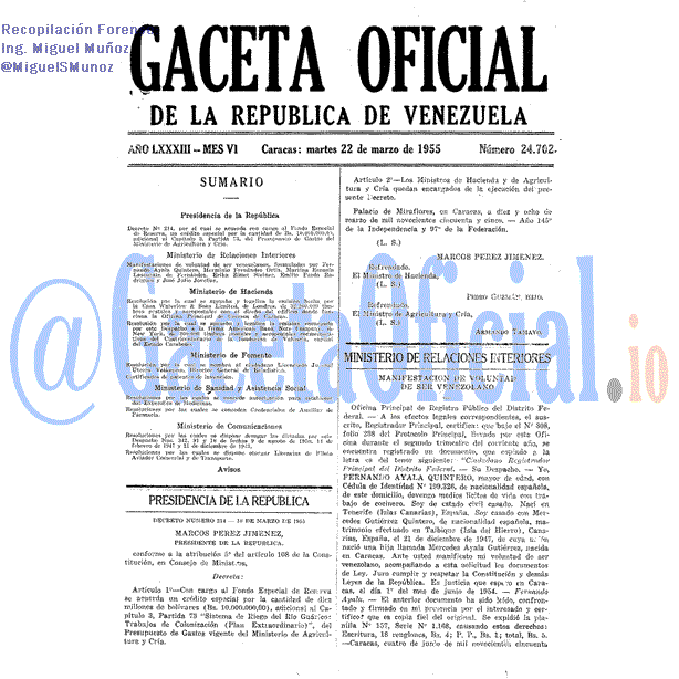 Gaceta Oficial 24702 del 22 Marzo 1955