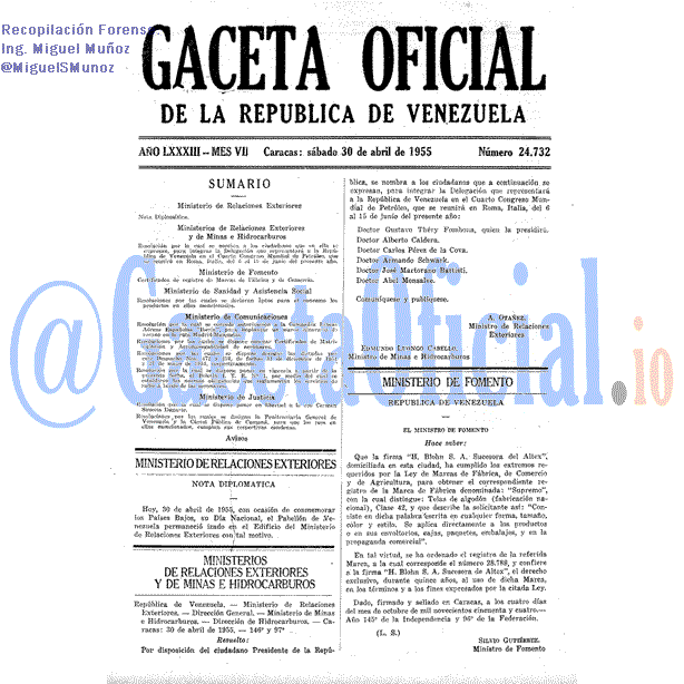 Gaceta Oficial 24732 del 30 Abril 1955