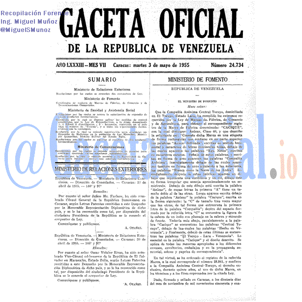 Gaceta Oficial 24734 del 3 Mayo 1955