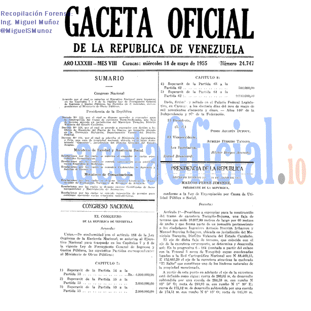 Gaceta Oficial 24747 del 18 Mayo 1955