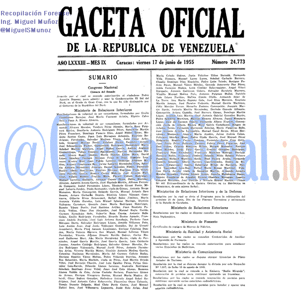 Gaceta Oficial 24773 del 17 Junio 1955