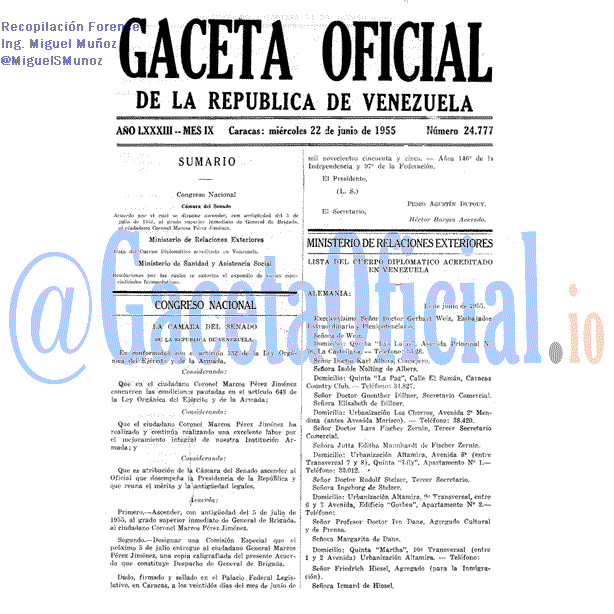 Gaceta Oficial 24777 del 22 Junio 1955
