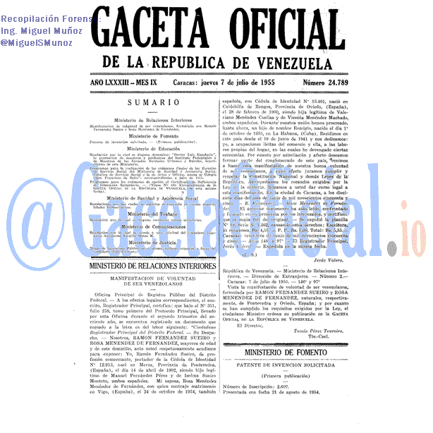 Gaceta Oficial 24789 del 7 Julio 1955