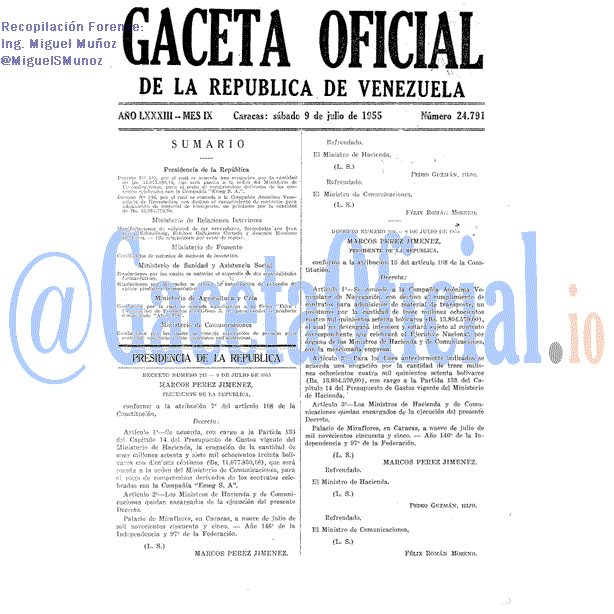 Gaceta Oficial 24791 del 9 Julio 1955